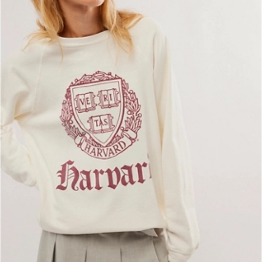 Original Retro Brand Free People Oversized Harvard Sweatshirt Cream sizeโ XS